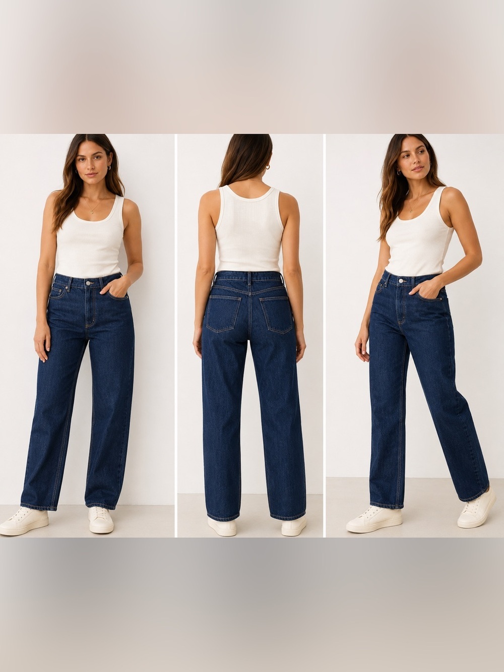 Zara 100% Cotton Dark Wash Straight Leg Jeans NWT Women’s Size 8 (EUR 40)